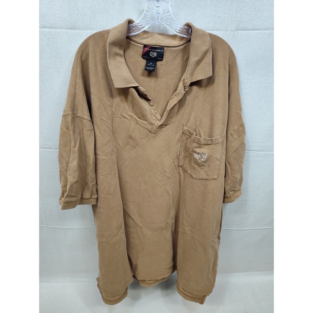 Phat Farm Phat Classics Mens 4X Polo Shirt Tan Brown Cotton Pique Crest Logo 4XL